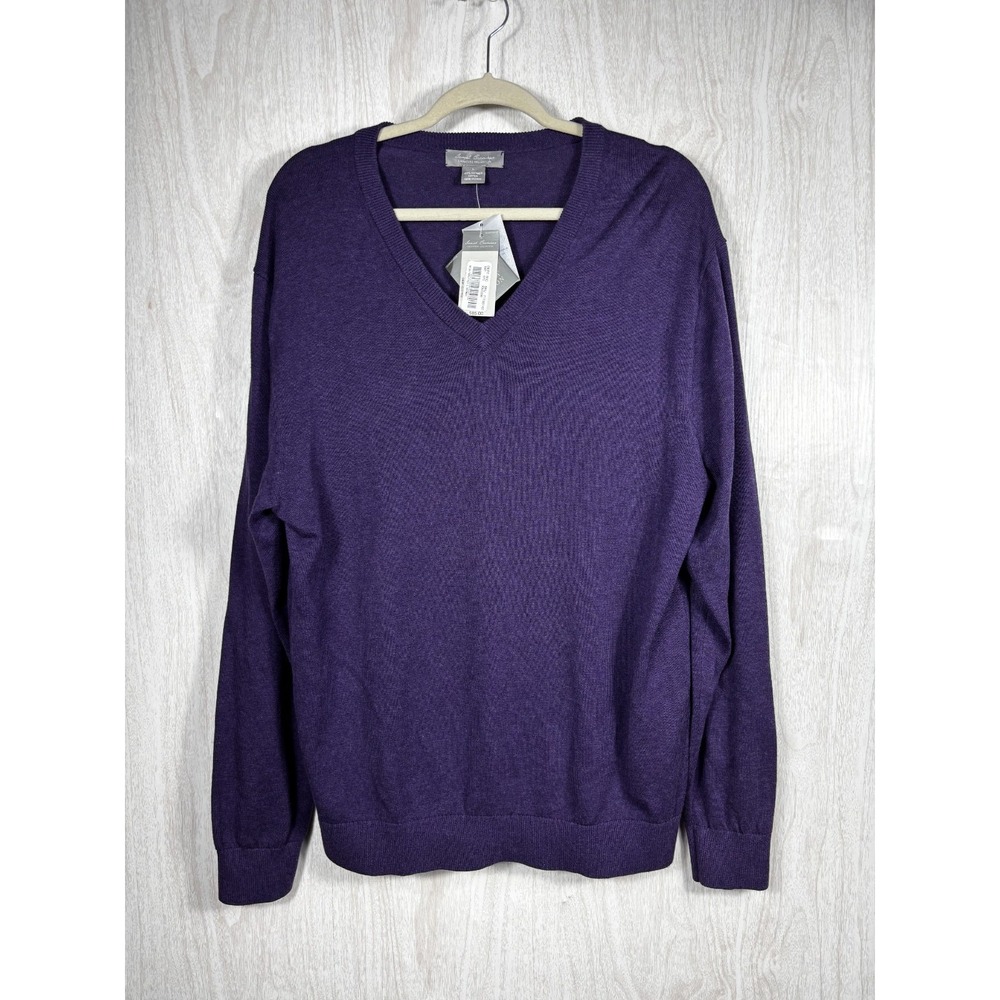 Daniel Cremieux V Neck Sweater Mens L‎ Purple Supima Cotton NWT Pullover Preppy